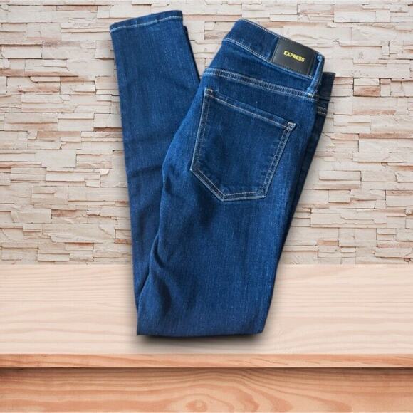 Express Skinny Mid-Rise Black Label Blue Jeans Women's 28/4R EUC - Picture 1 of 6